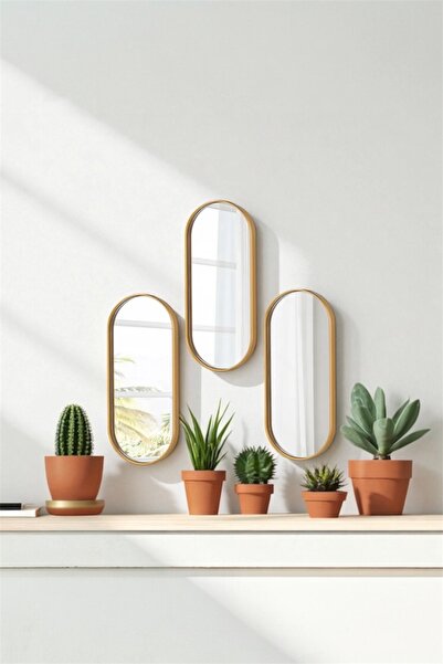 Oval Mirrored Wall Accessory Serving Coffee and Tea Multipurpose 3 Pieces