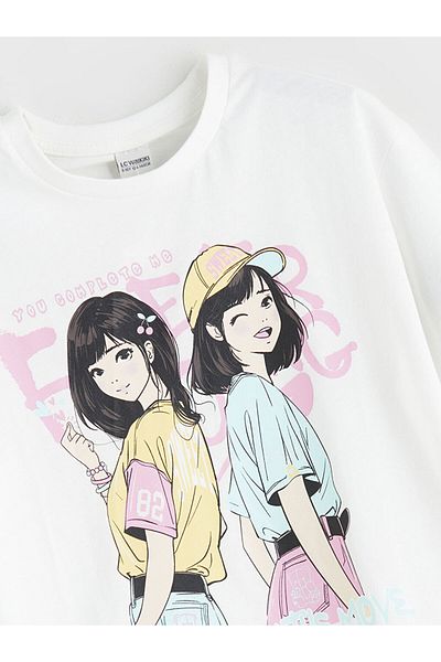 LC Waikiki White Crew Neck Girl's T-Shirt