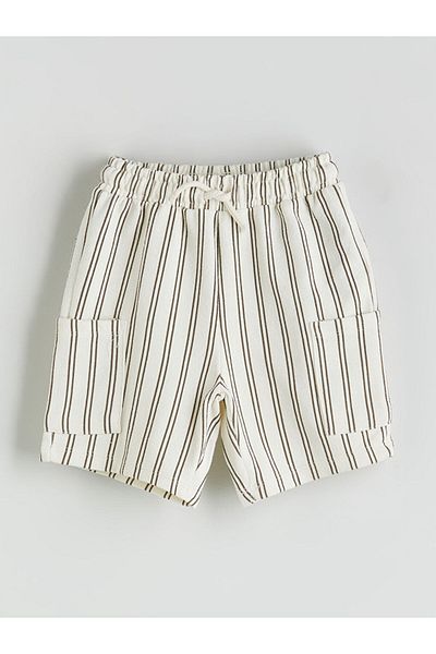 LC Waikiki Beige Waist Rubber Striped Boy Shorts