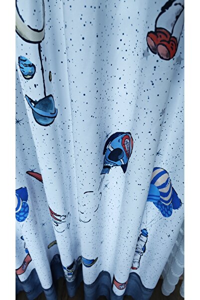 Yuka Παιδικό και βρεφικό δωμάτιο φόντο κουρτίνα βελούδινη υφή με θέμα το διάστημα μοτίβο τυπωμένο ΜΟΝΟ ΦΥΛΑΚΤΙΚΟ 1/2,5 Μεσαίο πλισέ