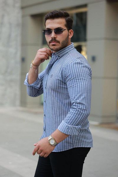 modamtn Men's Striped Long Sleeve Shirt