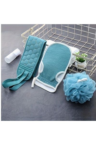 SOSYETEZGAHI 3Pcs Exfoliating Bath Set Back Shower Glove Spa Body Brushes Bath Accessories for Shower and Massage
