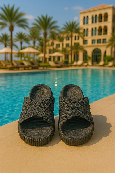 Behtah Kundura Straw Look Non-Slip Sole Slippers Balcony Bathroom Pool Seaside Beach Pool Daily Slippers