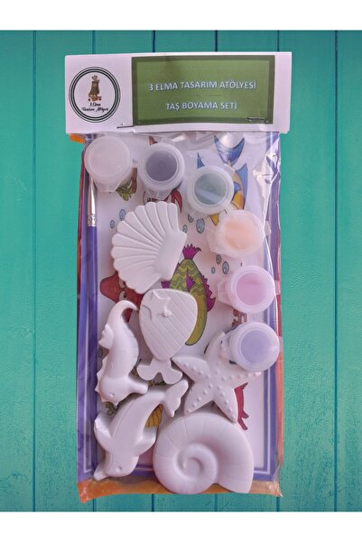 tasarımhikayecisi 3 Elma Tasarım Atölyesi Taş Boyama Seti-Okul Öncesi Etkinli...