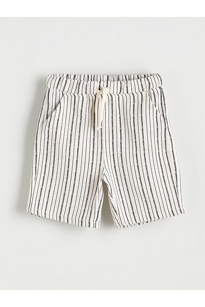 LC Waikiki Black Elastic Waist Striped Boy's Shorts