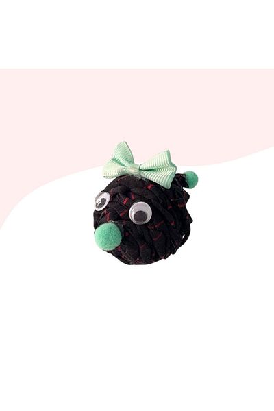 Miçikopet Knitted Cat Toy with Rattle 9cm Black Patterned