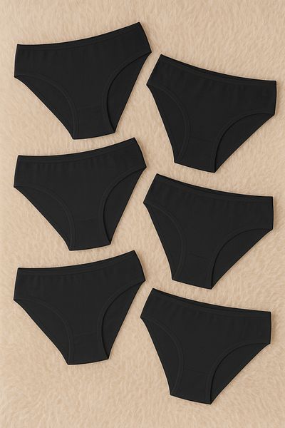 Loule Cotton & Modal Flexible 6 Pieces Black Paris Model Bikini Panties Ll.K51.O08.001