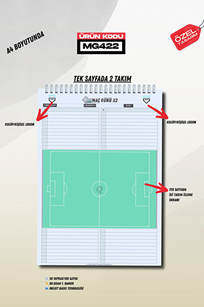 Tasarım Matbaa Futbol Maç Günü X2 Defteri
