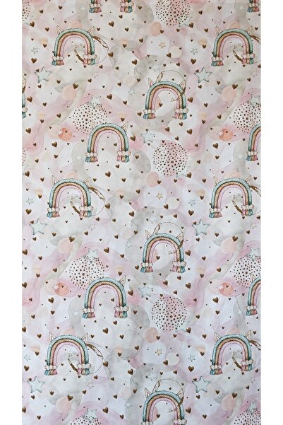 Yuka Παιδικό και βρεφικό δωμάτιο φόντο κουρτίνα βελούδινη υφή Rainbow Star Printed SINGLE WING Επίπεδη ραφή χωρίς πτερύγια