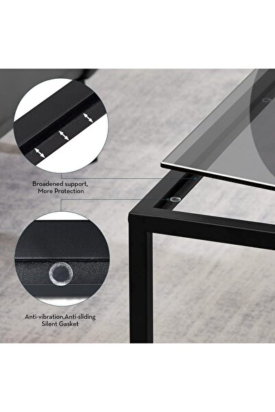 AGD Glass Coffee Table, Modern Simple Square Coffee Table 27.6 x 27.6 x 15.7 Inch for Living Room, G