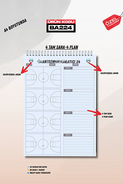 Tasarım Matbaa Basketbol Antrenman Planlayıcı