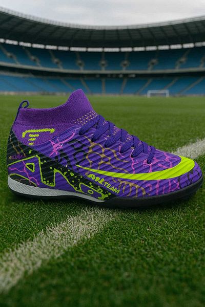 IN-STEP Lightweight Astroturf Field Shoes with Socks Colorful Patterned Non-Slip Soles