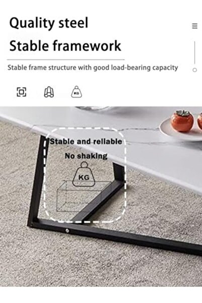 AGD Coffee Table for Living Room, High Quality Steel Frame, Rectangular Multifunctional Table/ White
