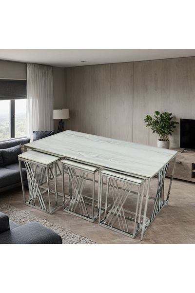 Ch 7-piece marble table set