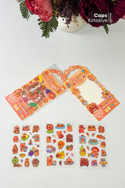 caps anlarınızı paylaştığınız ortağınız 2 Pieces 6 Sheets Capybara Themed 80+ Transparent Bag Sticker Set |   Bicycle Laptop Water Bottle Sticker