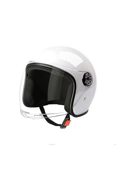 FIXATO Casca moto/scuter unisex, cu vizor, marime universala 56-62cm, alba