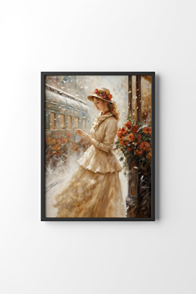 epiqart Roses and Woman - Black Frame