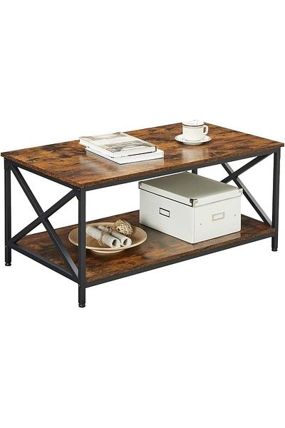AGD Rectangular Wooden Coffee Table, for Living Room, Office, Study, and Reception Areas / Brown