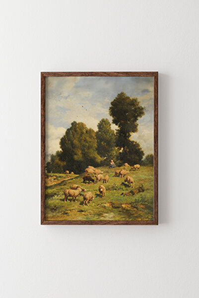 epiqart Sheep Climbing Trees - Wooden Patterned Frame