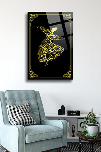 Hat Sanatı Dini Cam Tablo - Dini Tablo - İslami Tablo - Dua Tablo - Mevlana Duvar Dekoru Alh005