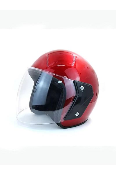 FIXATO Casca moto/scuter unisex, cu vizor, marime universala 56-62cm, rosie