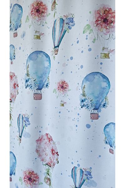 Yuka Children's and Baby's Room Background Curtain Velvet Textured Flying Balloon Pattern Printed Single Wing Straight Stitching No Pleats