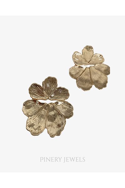 Pinery Jewels Pair of Gold Flower Dangle Earrings 6 cm