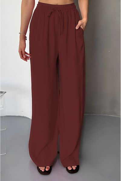 Feela Moda Women's Modal Woven Elastic Waist Palazzo Pants 2016