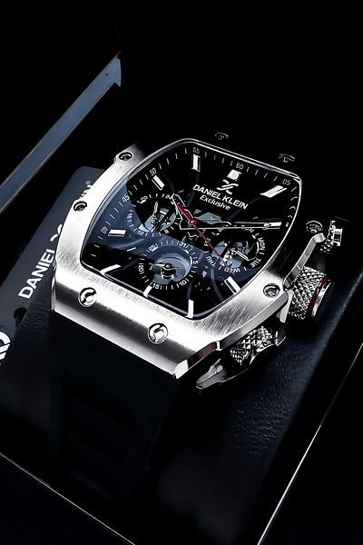 Daniel Klein Exclusive Rectangle Men Wristwatch Waterproof Black Color Silicone Cord Gift Wristband Dke2138C3