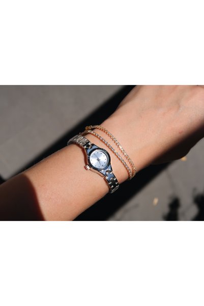 Juaste Old Silver - Silver Color Chain Cord - Silver Color Case - Women's Wristwatch, Dotted White Dial