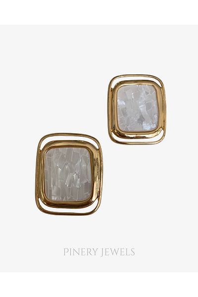 Pinery Jewels Rectangular Stone 5 cm Evening Dress Women's Earrings Pair
