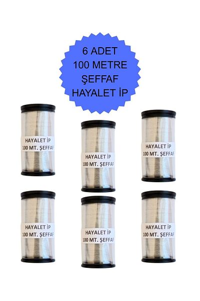 Eskişehir hobi sanat 6 Pieces 100 Meters Ghost Rope 0.10 mm Fishing Line Transparent (Total 600 Meters)