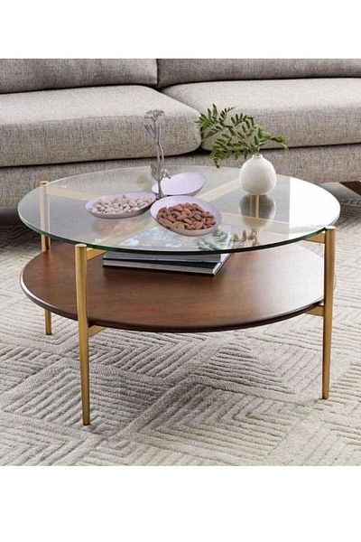 Generic Coffee Table 85×44 cm - Brown and Gold