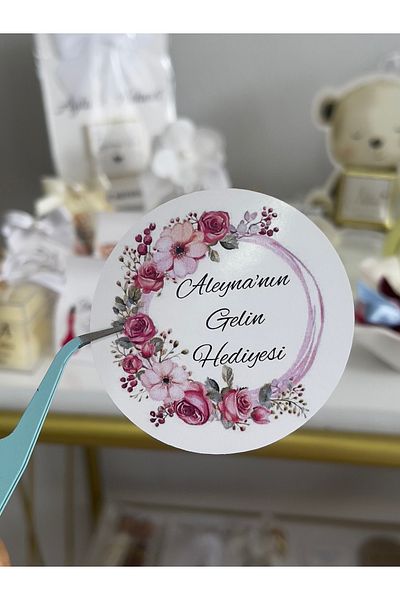 ARLetikettasarım Promise, Henna, Engagement, Wedding Souvenir Round Adhesive Sticker 5 cm 40 Pieces - Arletikettasarim