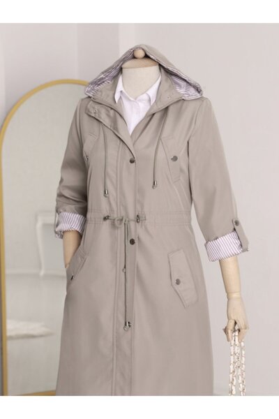 ALPACO Lining Striped Trench Coat -Gray -Collection