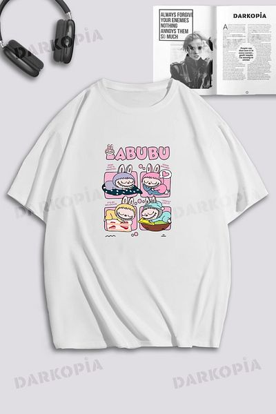 macklin Tricou oversize unisex pentru femei, bărbați și copii, cu design special, cu imprimeu Labubu