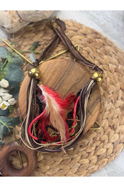 SEDEF TAKI Gold halkalı tüylü kolye