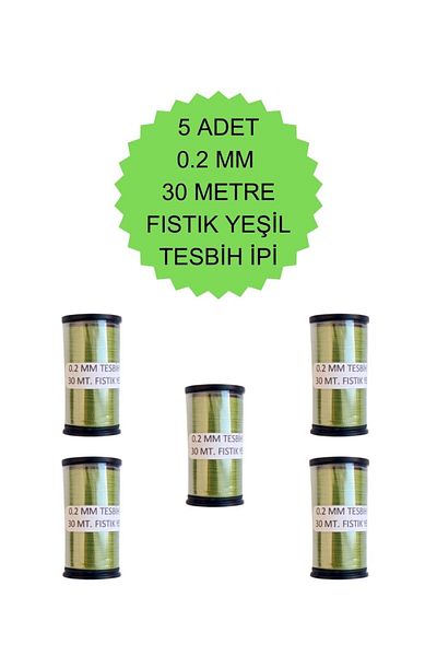 Eskişehir hobi sanat 5 τεμάχια 0,2 mm 30 μέτρα κορδόνι χάντρες προσευχής Φιστίκι πράσινο χρώμα (πιο λεπτό κορδόνι χάντρες προσευχής)
