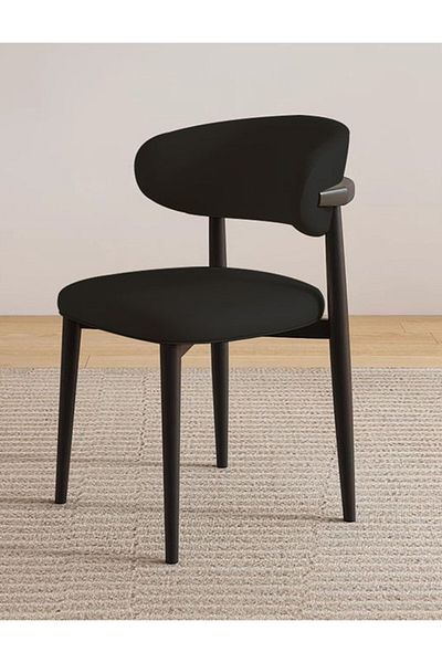 Generic Upholstered Solid Wood Dining Chair Side Chair Black