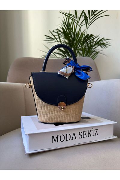 Moda Sekiz Geantă de mână și de umăr pentru femei, cu detaliu de paie