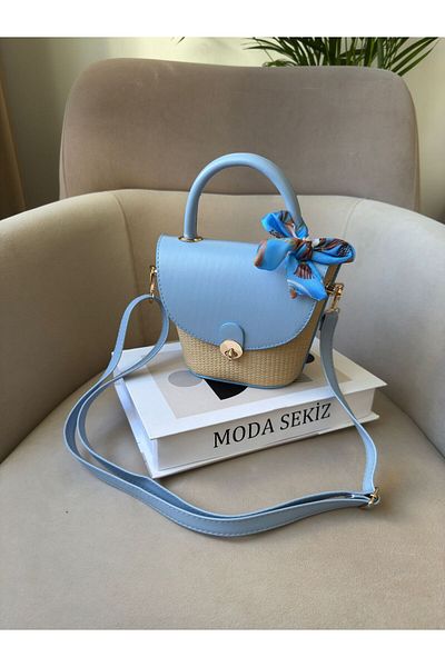 Moda Sekiz Geantă de mână și de umăr pentru femei, cu detaliu de paie