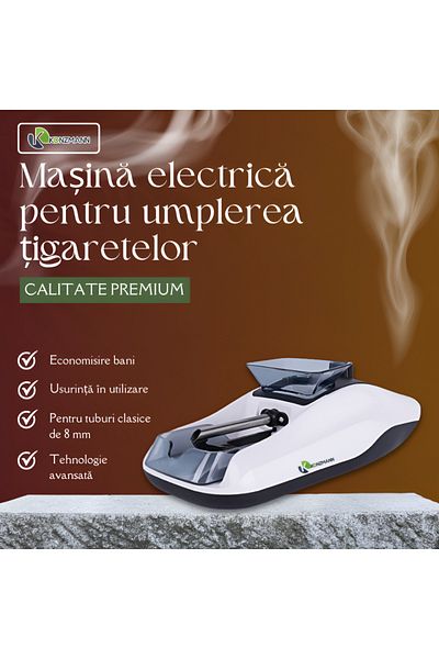 Konzmann Mașină electrică de umplut țigări, 8 mm standard și 6,5 mm subțire