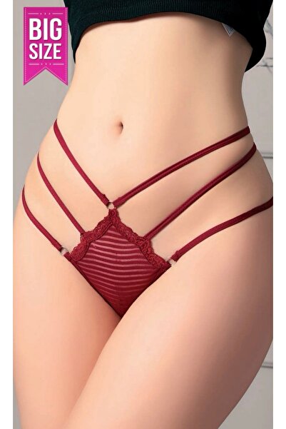NightLove Nightlight 9186 Kadın İp Detaylı Büyük Beden Tanga