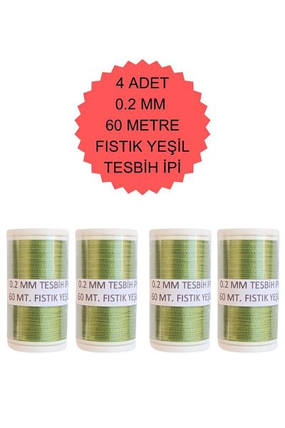 Eskişehir hobi sanat 4 bucăți 0,2 mm 60 de metri șnur pentru mărgele de rugăciune culoare verde fistic (șnurul cel mai fin pentru mărgele de rugăciune)