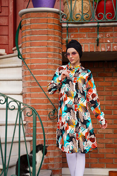 Polologin Butik Tunica cu model tropical în culori vii