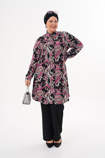 Polologin Butik Pink Paisley Patterned Tunic