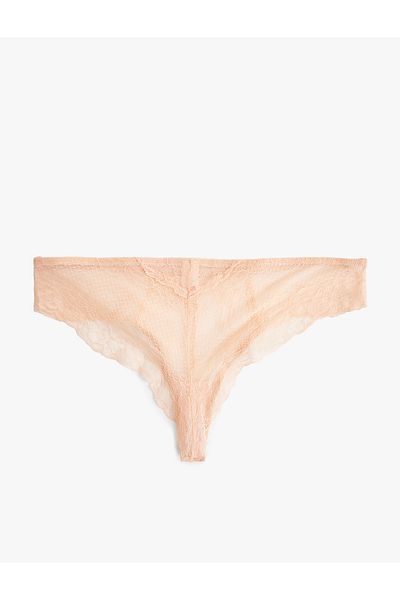 Koton New Season Comfortable Fit Transparent Lace Brazilian Panties