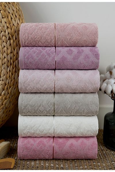 Miss Paris Home Rena 6-Piece Hand & Face Towel Set 100% Cotton 50X90 cm