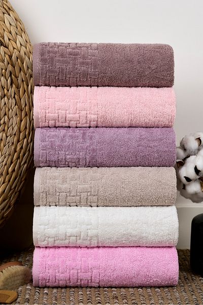 Miss Paris Home Knitted 6-Piece Hand & Face Towel Set 100% Cotton 50X90 cm