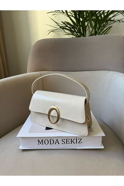 Moda Sekiz Γυναικεία χρυσή τσάντα χιαστί με λουράκι χεριού και ώμου